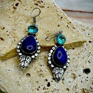 Lapis & Blue Topaz Earrings